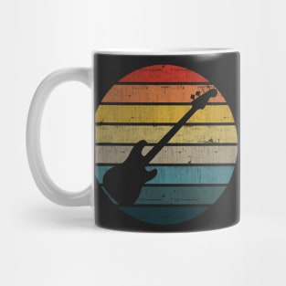 Bass guitar Silhouette On A Distressed Retro Sunset print Mug